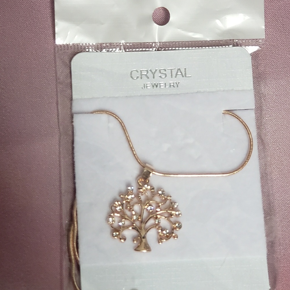 Family tree rose gold necklace